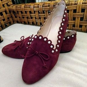 Kate Spade Suede Flats with Pearls